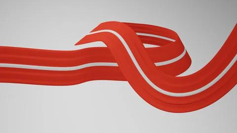 Close-up render of the twisted ribbon of the Turkey flag, the national colors of Stock Illustration