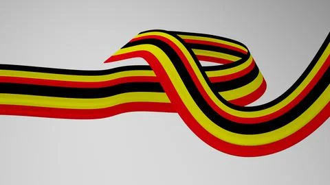 Close-up render of the twisted ribbon of the Uganda flag, the national colors of Stock Illustration
