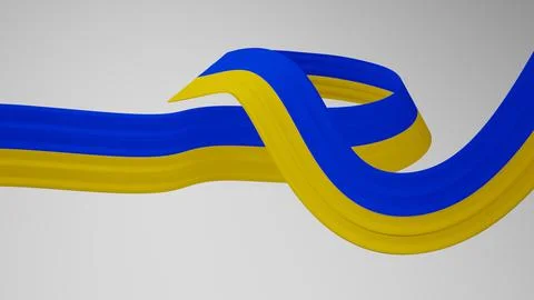 Close-up render of the twisted ribbon of the Ukraine flag, the national colors Stock Illustration