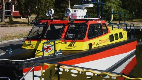 Close up of rescue boat Stock Footage 94367604