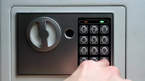 Close up of restaurant owner hiding special burger inside safe as symbol of Stock Footage 323029329
