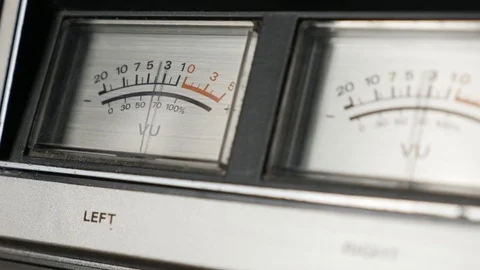 Close-up of retro analog VU meter scale | Stock Video | Pond5