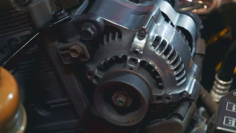 Close-up of retro car electric generator Stock Footage 153471050