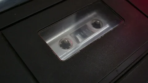 Close up on retro cassette player. Stock Footage 91522069