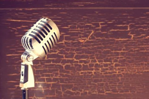Close-up with retro style microphone Stock Photos