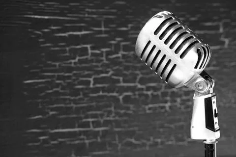 Close-up with retro style microphone Stock Photos
