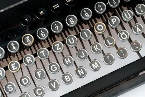 Close up of retro style typewriter in studio Stock Photos