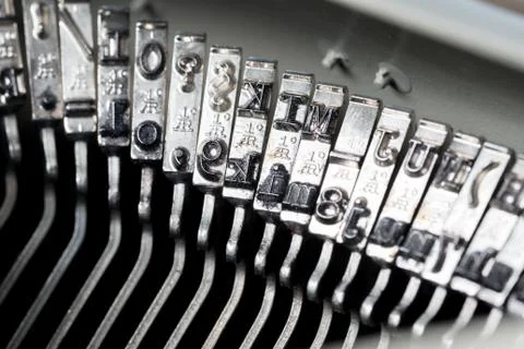 Close up of retro style typewriter in studio Stock Photos