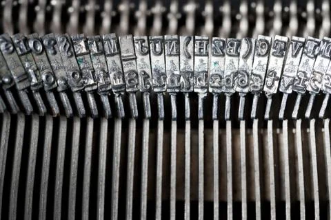 Close up of retro style typewriter in studio Stock Photos