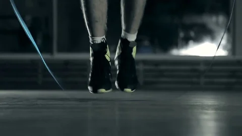 Close up reveal up to young man skipping energetically Video stock 81521258