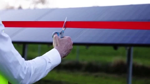 Close up Ribbon cutting Stock Footage 107012935