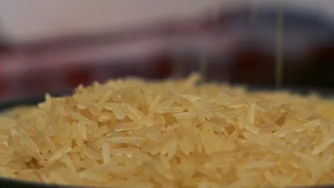 Close-up of rice in a deep bowl. Stock-Footage 135571895