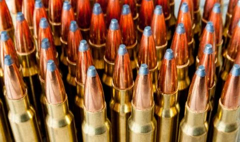Close-up on rifle bullet tips Stock Photos