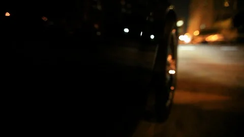 Close-Up of Right Front Wheel of a Vehicle Turning Stock Footage 92393145