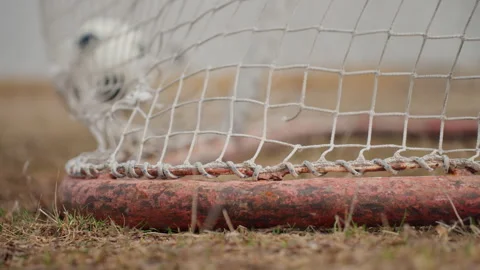 Close rim and net settling after ball passage, grass and ground detail Video stock 323219074