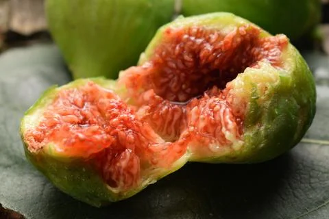 Close up on Ripe open fig Stock Photos