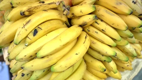 Close-up of riped fresh bananas on a street market. Healthy food consept Stock Footage 200451853