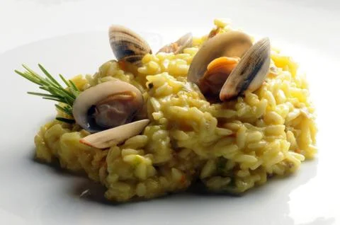 Close up on risotto with clams. Stock Photos