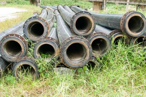 Close up of River Dredging Pipe - Image Stock Photos