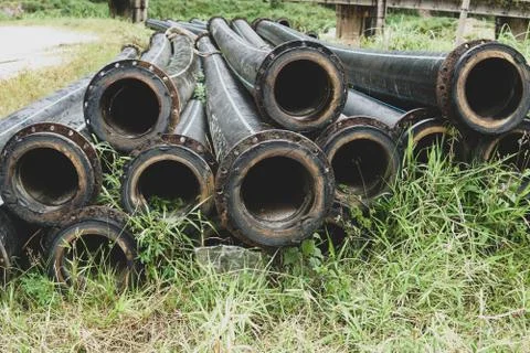 Close up of River Dredging Pipe - Image Foto stock