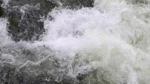Close up of a river rapid.  Whitewater. Cold water Stock Footage 93384942