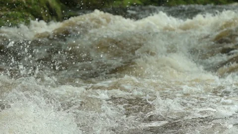 Close-up on river rapids in slow-motion Stock Footage 88342309