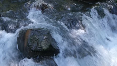 Close-up of the river threshold. River barrier, river overlap, Hydraulic structu Stock Footage 162100388