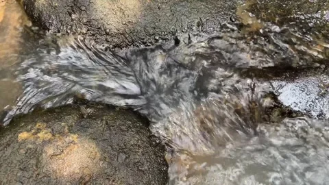 Close up of river water flow between stones Vídeo Stock 287824283