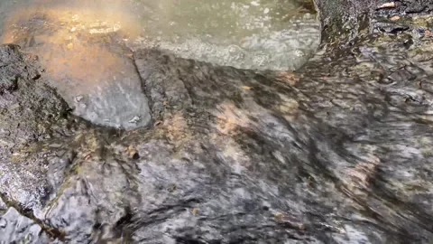 Close up of river water flow between stones Vídeo Stock 287824285