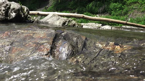 Close Up River Water Flowing Over Rocks And Stones 02 Stock Footage 52085891