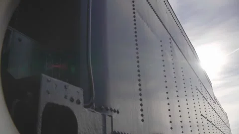 Close-Up of Riveted Steam Locomotive Panel with Sunlight in Pueblo Colorado USA Video stock 333081046