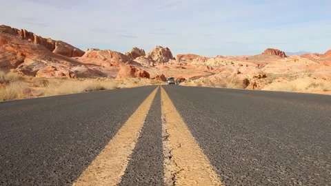 Close-up road in desert Stock Footage 166805486