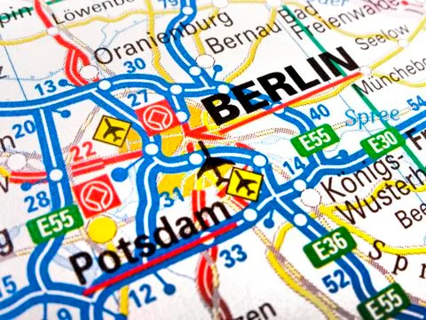 Close up of a road map of berlin Stock Photos