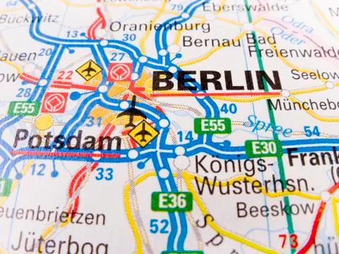 Close up of a road map of berlin Stock Photos