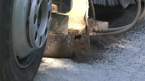 Close-Up of Road Milling Equipment During Asphalt Removal Stock-Footage 344401757