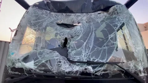 Close up of road traffic accident between two busses Vídeos de archivo 304260796