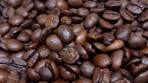 Close up Roast Coffee beans  background rotate Stock Footage 284002285