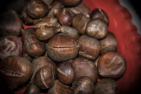 Close-up of Roasted Chestnuts Stock Photos