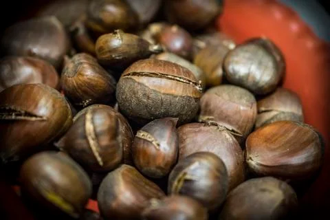 Close-up of Roasted Chestnuts Stock Photos