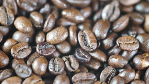 Close-up of roasted coffee beans. Video stock 131264011
