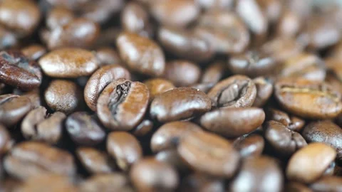 Close-up of roasted coffee beans. Stock Footage 136651052