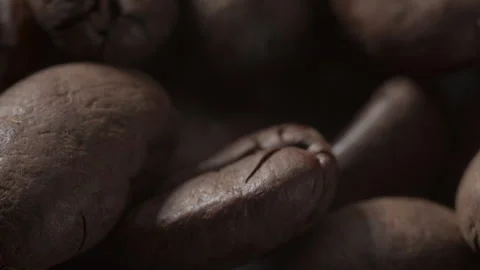 Close-Up of Roasted Coffee Beans Macro Footage – Calibrated Colors Stock Footage 317191987