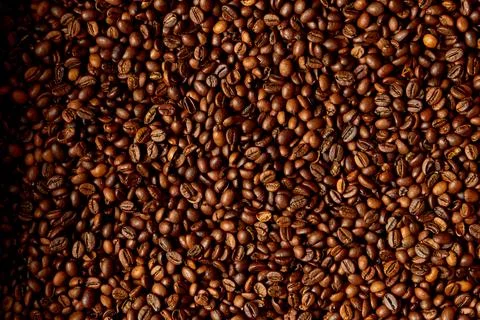 Close-up of roasted coffee beans. Pattern Stock Photos