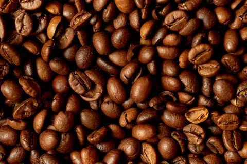 Close-up of roasted coffee beans. Pattern Stock Photos
