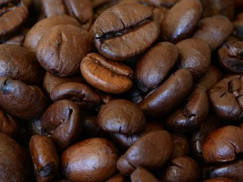 Close-up of Roasted Coffee Beans Stock Photos