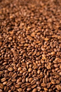 Close-up of roasted coffee beans Stockfoto's