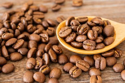 Close-up of roasted coffee beans Stock Photos