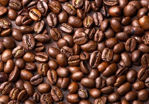 Close up Roasted Coffee beans Stock Photos