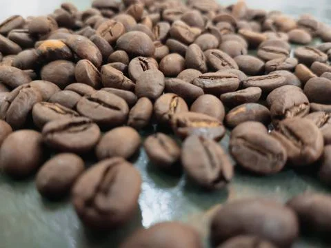Close-Up of Roasted Coffee Beans Foto stock