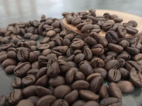 Close-Up of Roasted Coffee Beans Stock Photos